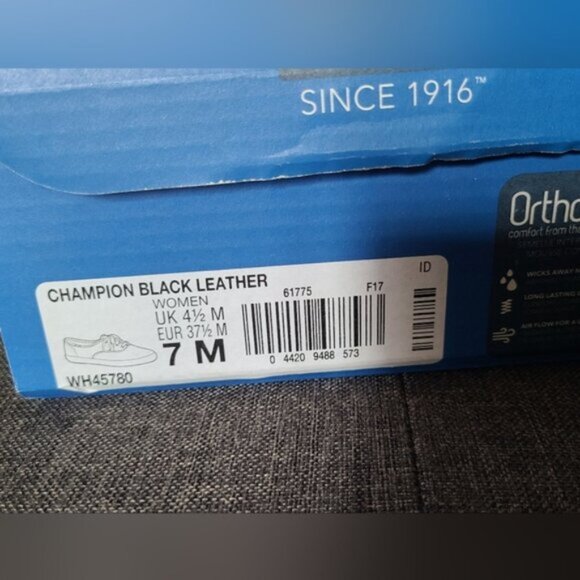 KEDS Ladies Champion Black Leather Ortholite Orthopedic Comfort Sneakers Shoes - Picture 6 of 14